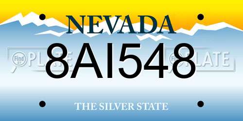 8AI548 Nevada License Plate