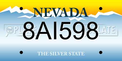 8AI598 Nevada License Plate
