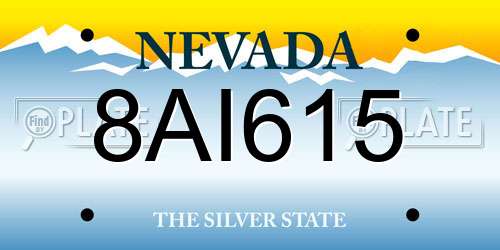 8AI615 Nevada License Plate