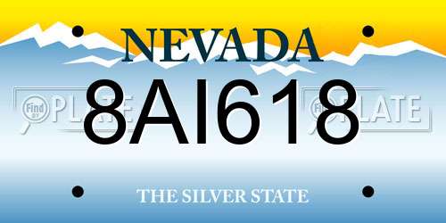 8AI618 Nevada License Plate