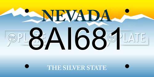 8AI681 Nevada License Plate