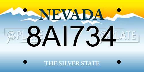 8AI734 Nevada License Plate