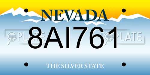 8AI761 Nevada License Plate