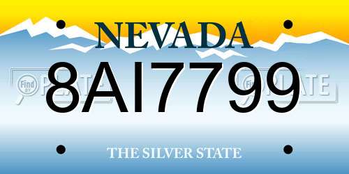 8AI7799 Nevada License Plate