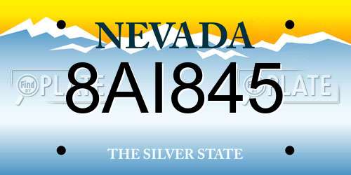8AI845 Nevada License Plate