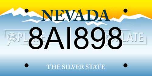 8AI898 Nevada License Plate