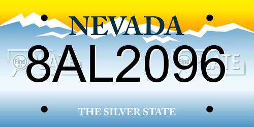 8AL2096 Nevada License Plate