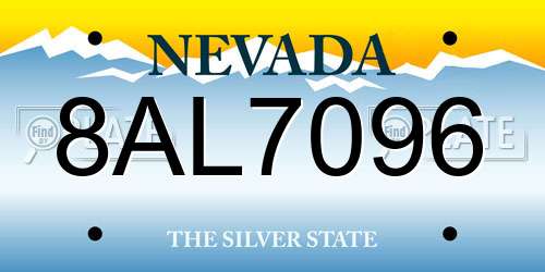 8AL7096 Nevada License Plate