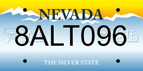 8ALT096 Nevada License Plate