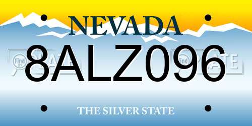 8ALZ096 Nevada License Plate