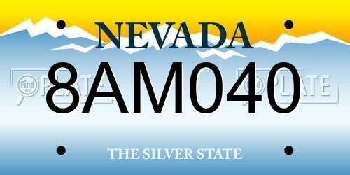 8AM040 Nevada License Plate