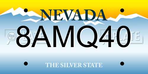 8AMQ40 Nevada License Plate