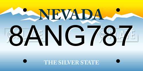 8ANG787 Nevada License Plate
