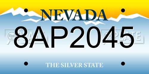 8AP2045 Nevada License Plate
