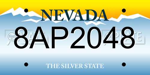 8AP2048 Nevada License Plate
