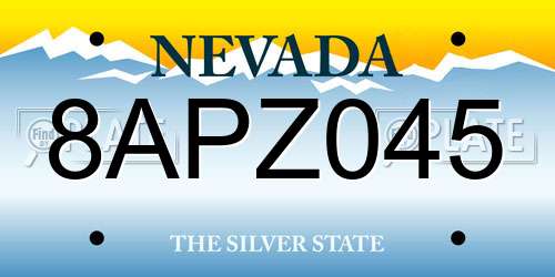8APZ045 Nevada License Plate