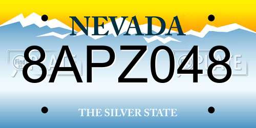 8APZ048 Nevada License Plate