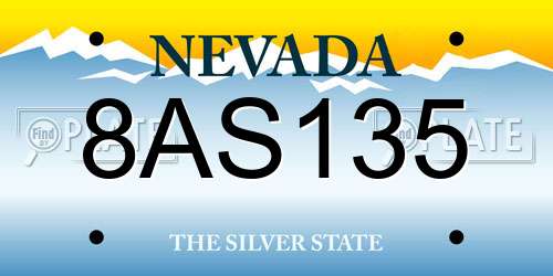 8AS135 Nevada License Plate