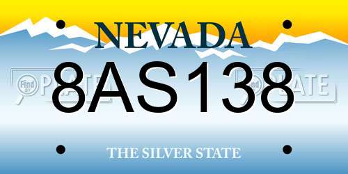 8AS138 Nevada License Plate