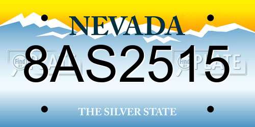 8AS2515 Nevada License Plate