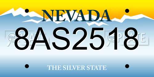 8AS2518 Nevada License Plate