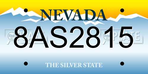 8AS2815 Nevada License Plate