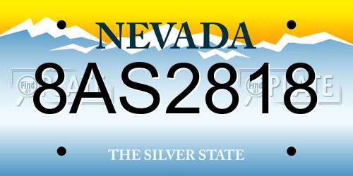 8AS2818 Nevada License Plate