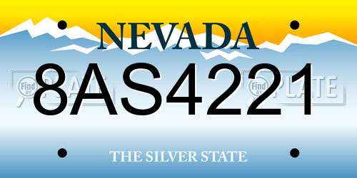 8AS4221 Nevada License Plate