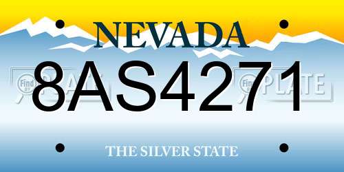 8AS4271 Nevada License Plate