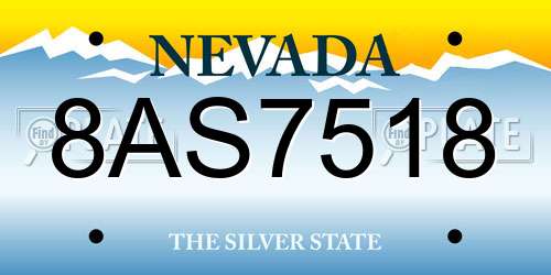 8AS7518 Nevada License Plate