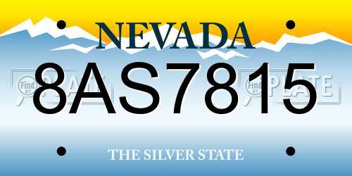 8AS7815 Nevada License Plate