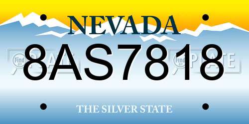 8AS7818 Nevada License Plate