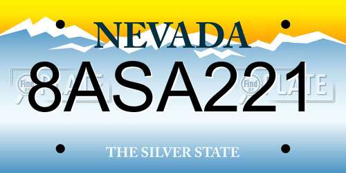 8ASA221 Nevada License Plate