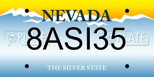 8ASI35 Nevada License Plate