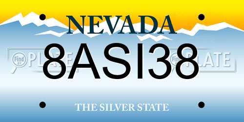 8ASI38 Nevada License Plate