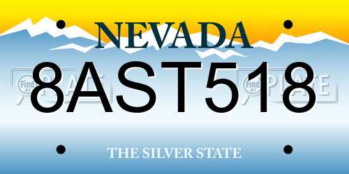 8AST518 Nevada License Plate