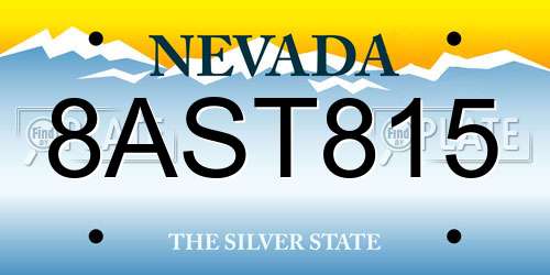 8AST815 Nevada License Plate
