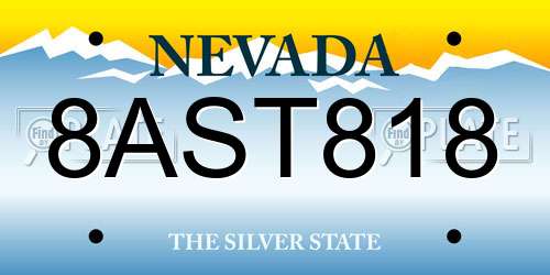 8AST818 Nevada License Plate