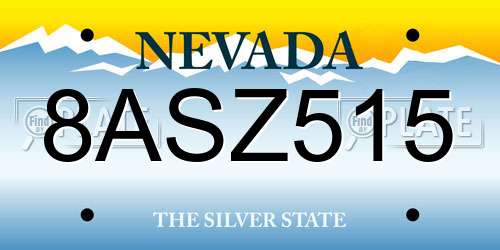 8ASZ515 Nevada License Plate