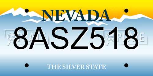 8ASZ518 Nevada License Plate