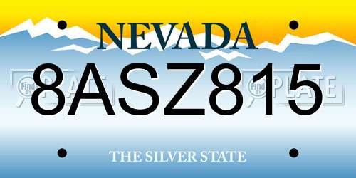 8ASZ815 Nevada License Plate
