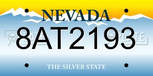 8AT2193 Nevada License Plate