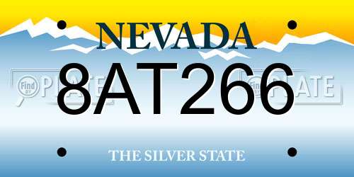 8AT266 Nevada License Plate