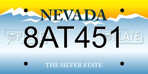 8AT451 Nevada License Plate