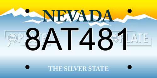 8AT481 Nevada License Plate