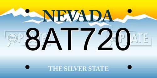8AT720 Nevada License Plate