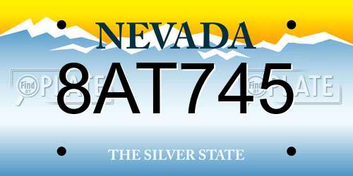 8AT745 Nevada License Plate
