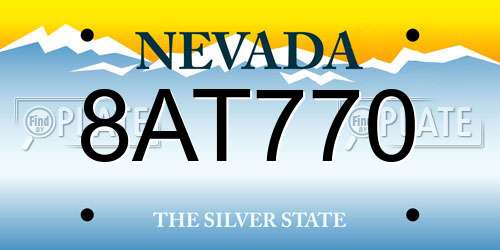 8AT770 Nevada License Plate