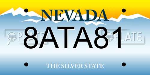 8ATA81 Nevada License Plate