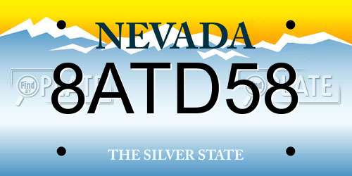 8ATD58 Nevada License Plate
